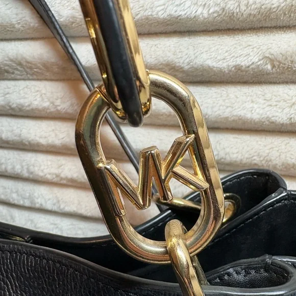 SOLD - SOLD   Michael Kors Black Shoulder Bag with Gold Accents - Picture 4 of 9